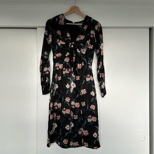 Black floral knee length dress